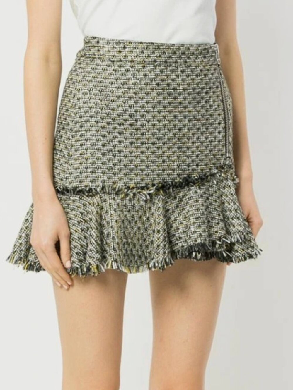 Veronica Beard Textured Tweed Ruffle Mini Skirt - US 2